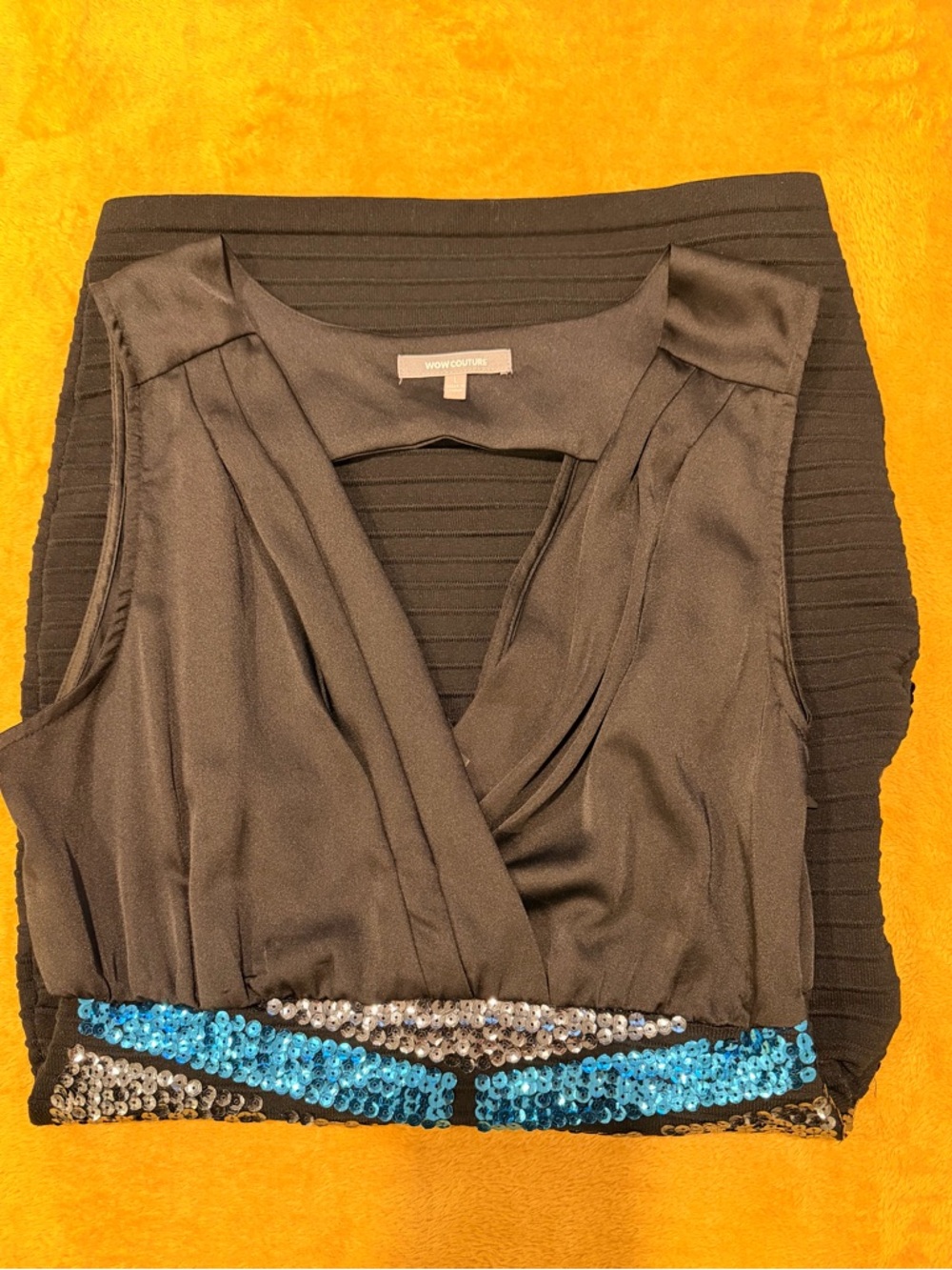 WOW couture Black Sequin Bodycon Style Cocktail Dress. H - Picture 4 of 12